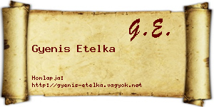 Gyenis Etelka névjegykártya